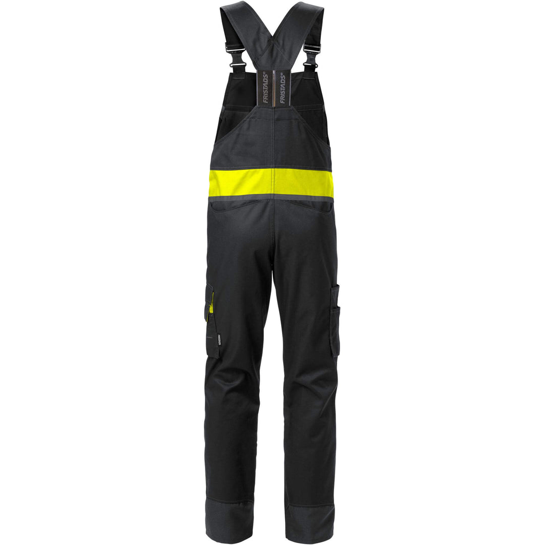 Fristads Knee Pad Bib and Brace - 1555 STFP Black/Hi-Vis Yellow Back1#colour_black-hi-vis-yellow