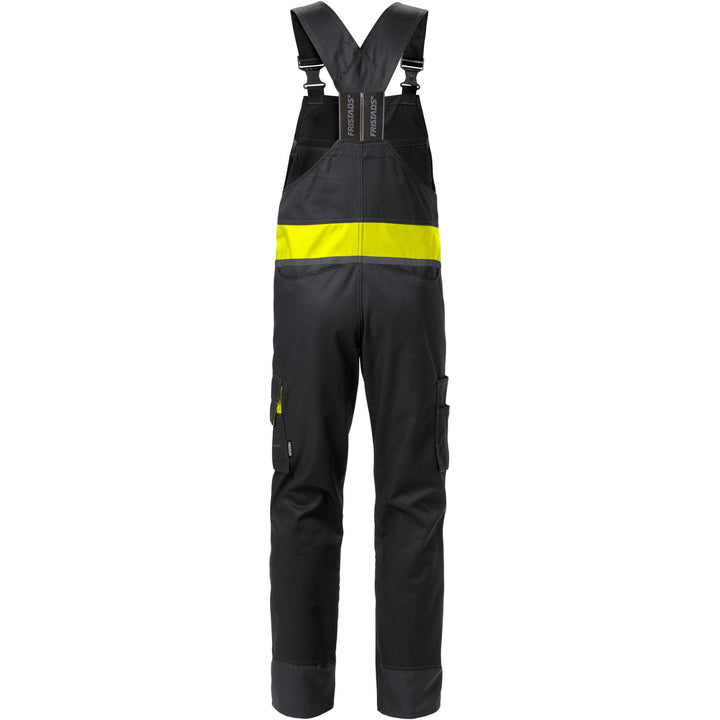 Fristads Knee Pad Bib and Brace - 1555 STFP Black/Hi-Vis Yellow Back1#colour_black-hi-vis-yellow