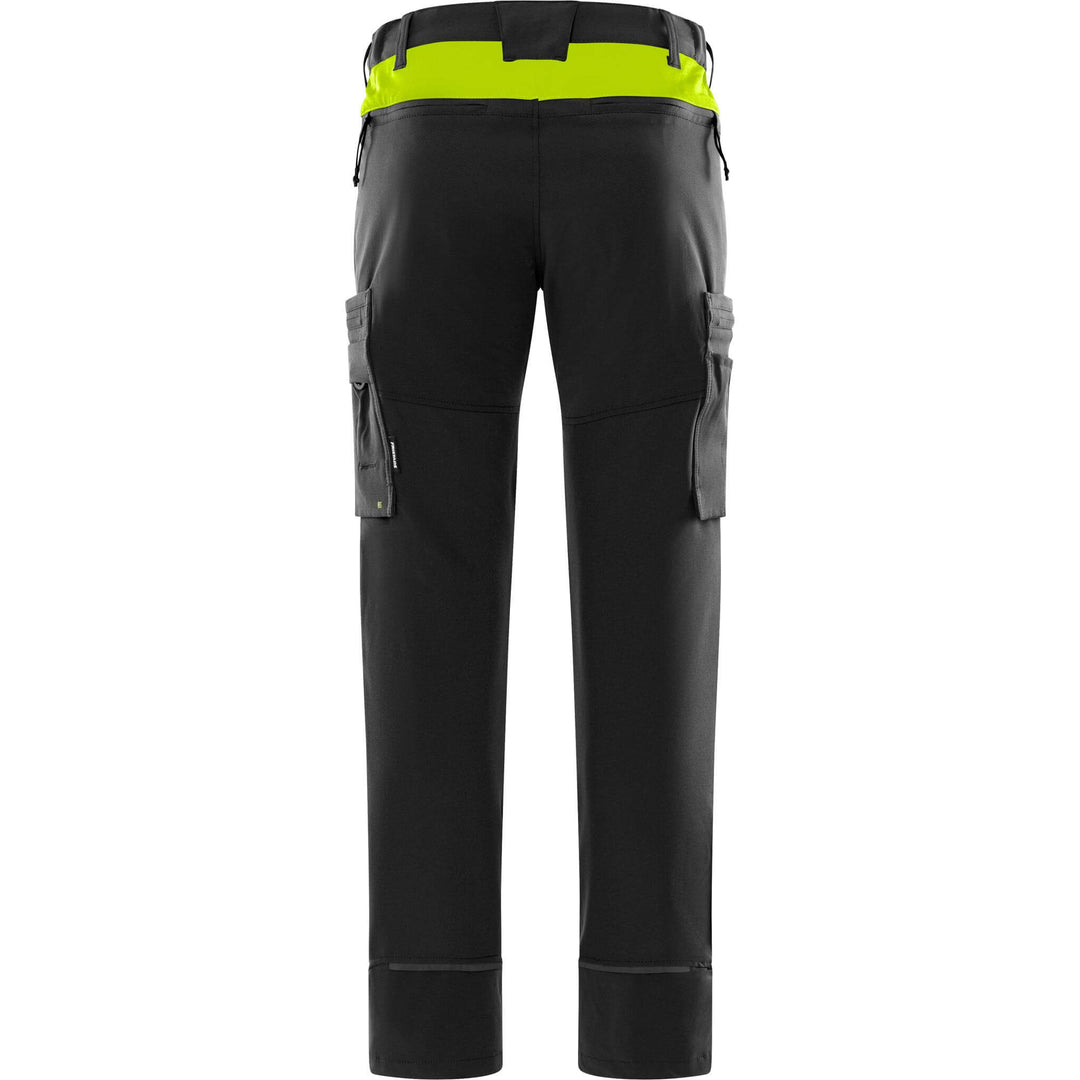 Fristads Lightweight Durable 4-Way-Stretch Trousers - 2653 LWS Black/Hi-Vis Yellow Back1#colour_black-hi-vis-yellow