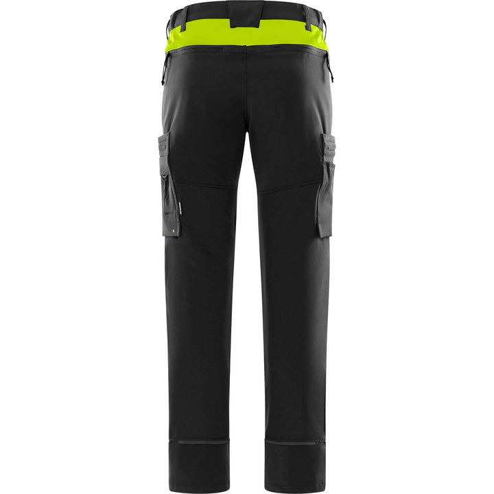 Fristads Lightweight Durable 4-Way-Stretch Trousers - 2653 LWS Black/Hi-Vis Yellow Back1#colour_black-hi-vis-yellow