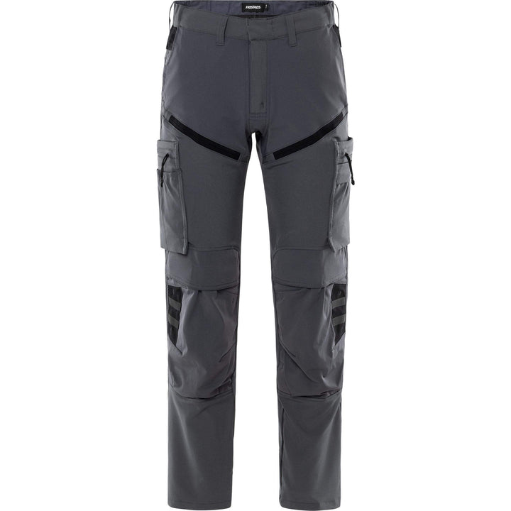 Fristads Lightweight Durable 4-Way-Stretch Trousers - 2653 LWS Grey/Black Front1#colour_grey-black