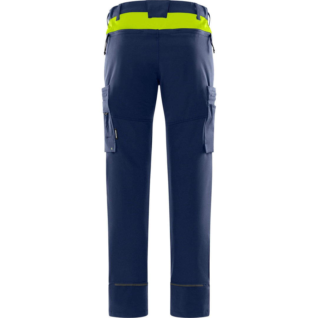 Fristads Lightweight Durable 4-Way-Stretch Trousers - 2653 LWS Navy/Hi-Vis Yellow Back1#colour_navy-hi-vis-yellow
