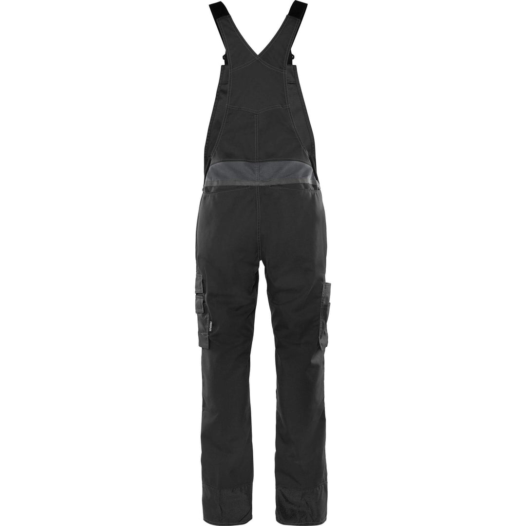Fristads Lightweight Mechanical Stretch Bib and Brace - 1556 STFP Black/Grey Back1#colour_black-grey