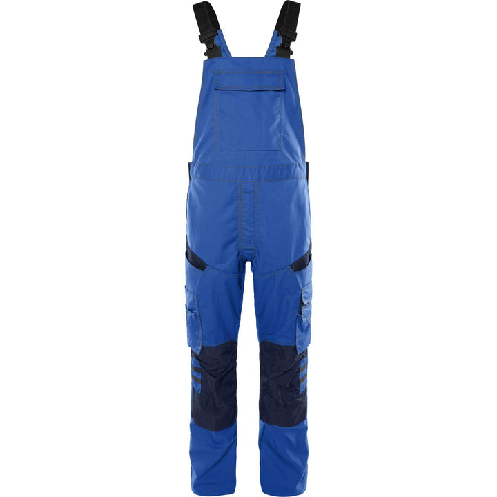 Fristads Lightweight Mechanical Stretch Bib and Brace - 1556 STFP Royal Blue/Navy Front1#colour_royal-blue-navy