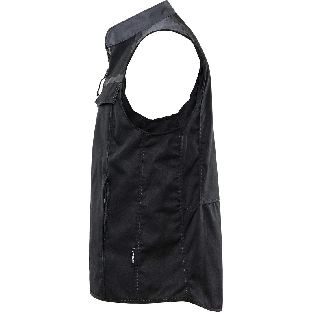 Fristads Lightweight Waistcoat Gilet- 5555 STFP Black/Grey Back2#colour_black-grey
