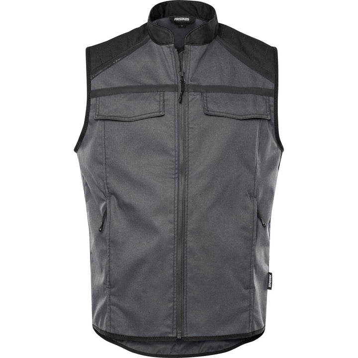Fristads Lightweight Waistcoat Gilet- 5555 STFP Grey/Black Front1#colour_grey-black