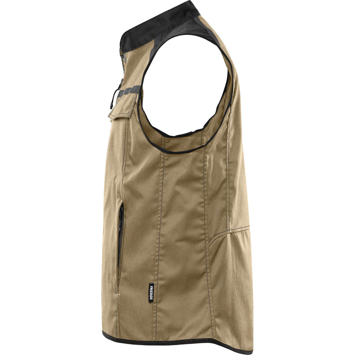 Fristads Lightweight Waistcoat Gilet- 5555 STFP Khaki/Black Back2#colour_khaki-black