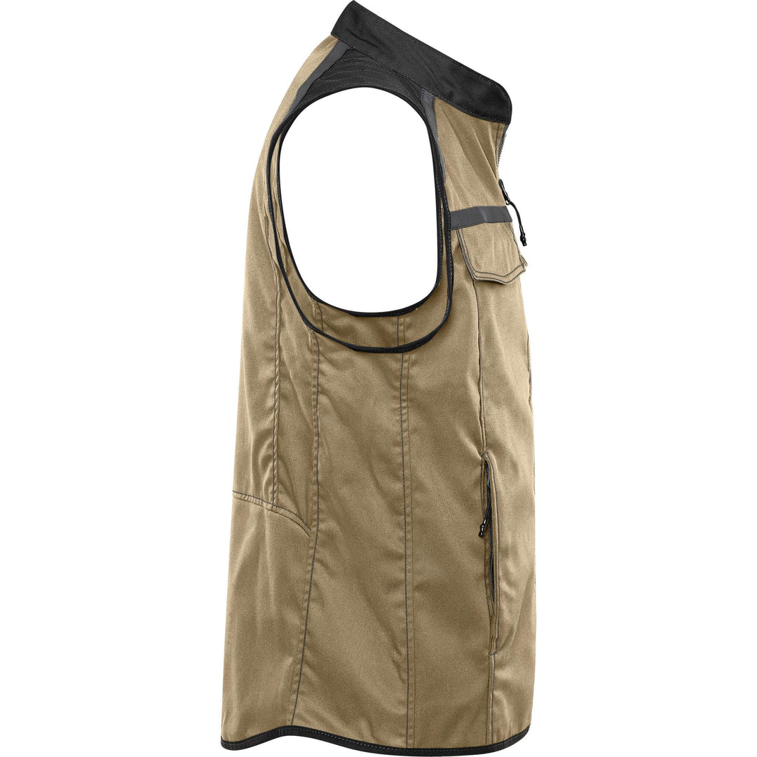 Fristads Lightweight Waistcoat Gilet- 5555 STFP Khaki/Black Back3#colour_khaki-black