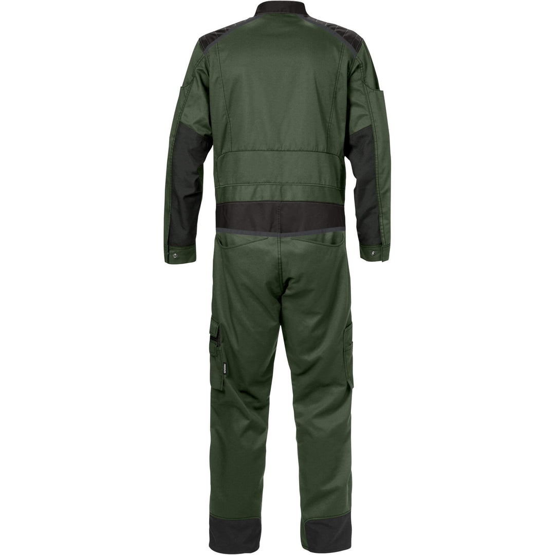 Fristads Mechanical Stretch Fabric Knee Pad Coverall - 8555 STFP Army Green/Black Back1#colour_army-green-black
