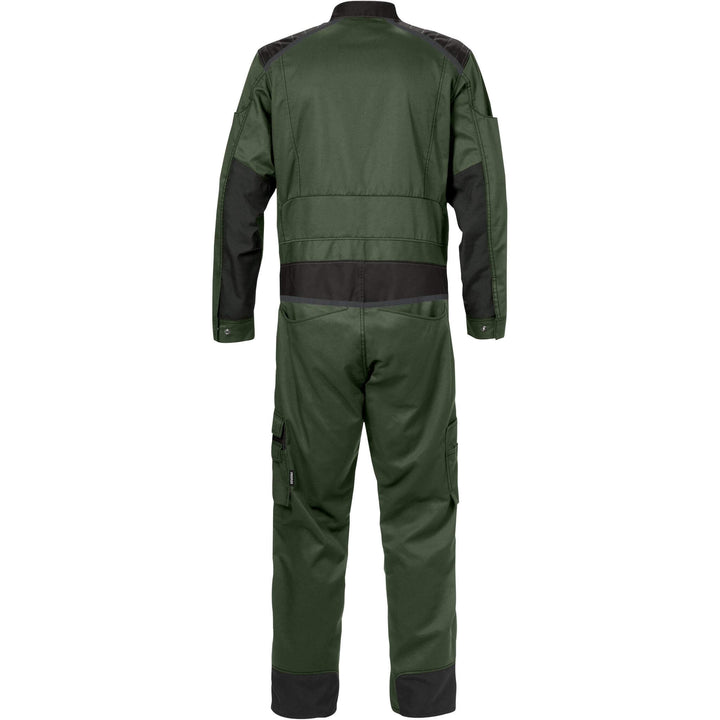 Fristads Mechanical Stretch Fabric Knee Pad Coverall - 8555 STFP Army Green/Black Back1#colour_army-green-black