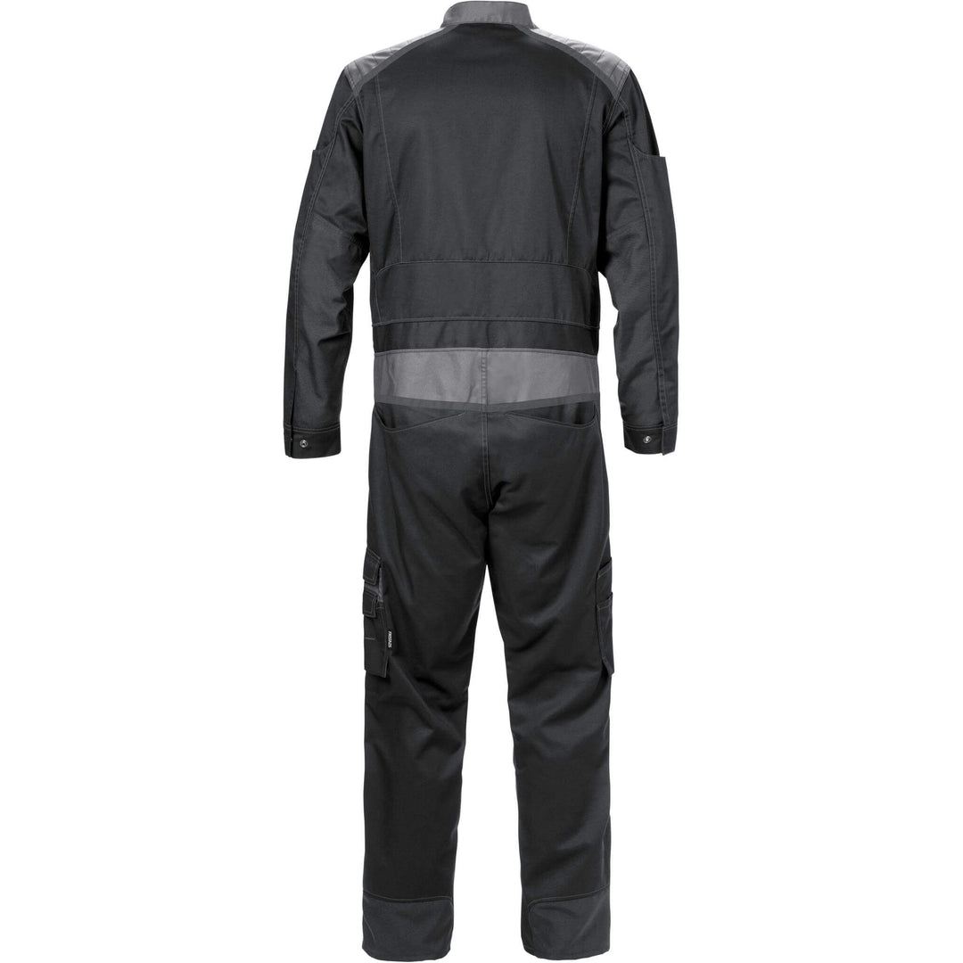 Fristads Mechanical Stretch Fabric Knee Pad Coverall - 8555 STFP Black/Grey Back1#colour_black-grey