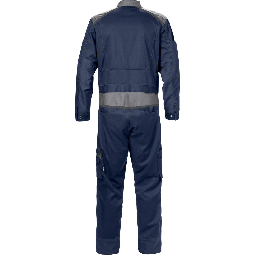 Fristads Mechanical Stretch Fabric Knee Pad Coverall - 8555 STFP Navy/Grey Back1#colour_navy-grey