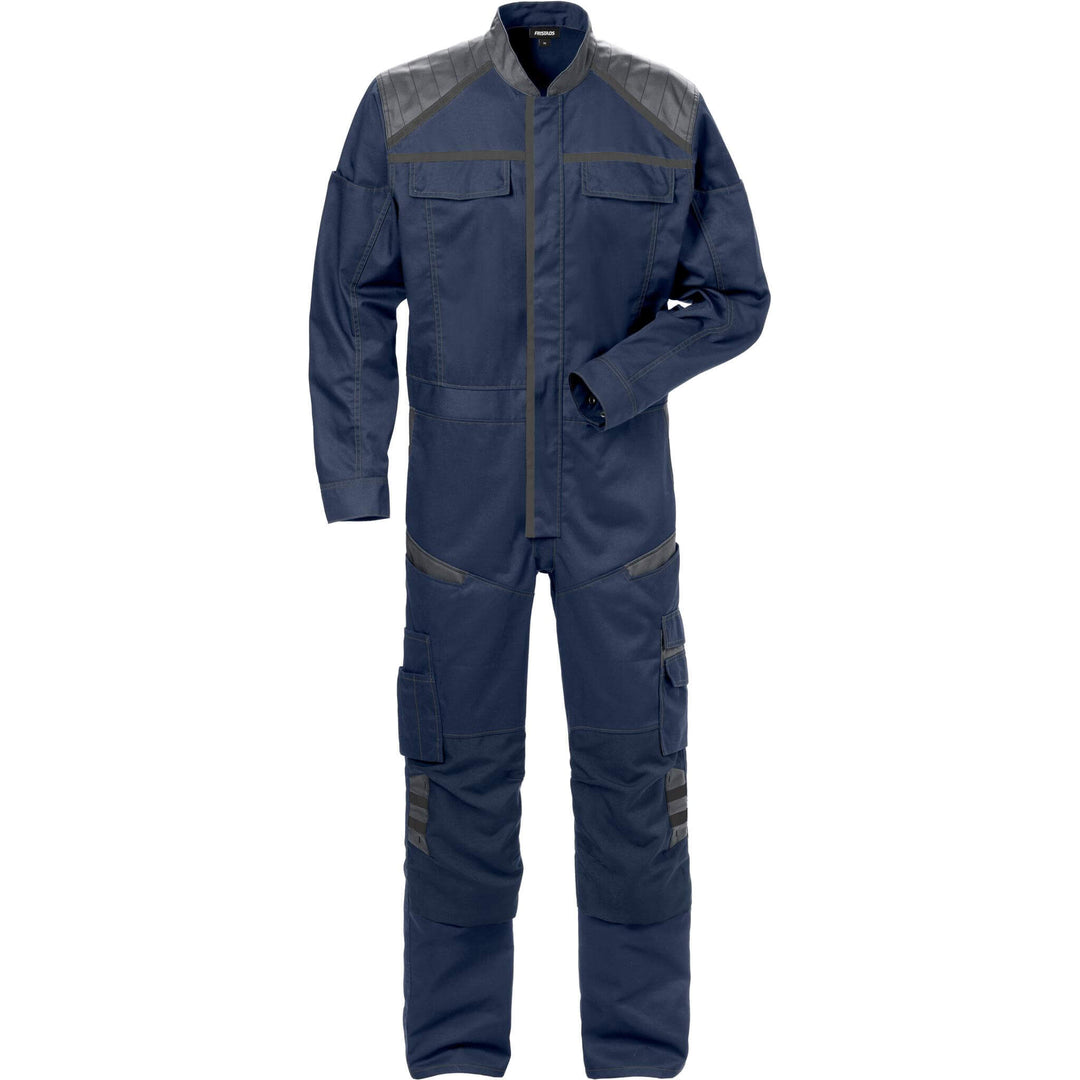 Fristads Mechanical Stretch Fabric Knee Pad Coverall - 8555 STFP Navy/Grey Front1#colour_navy-grey