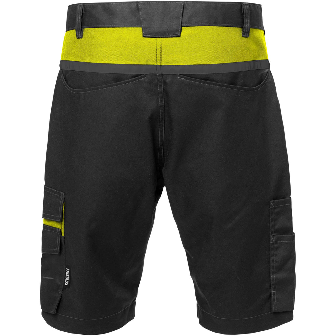 Fristads Mechanical Stretch Shorts - 2562 STFP Black/Hi-Vis Yellow Back1#colour_black-hi-vis-yellow