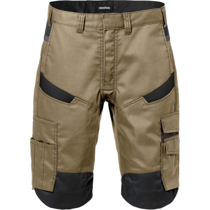 Fristads Mechanical Stretch Shorts - 2562 STFP Khaki/Black Front1#colour_khaki-black