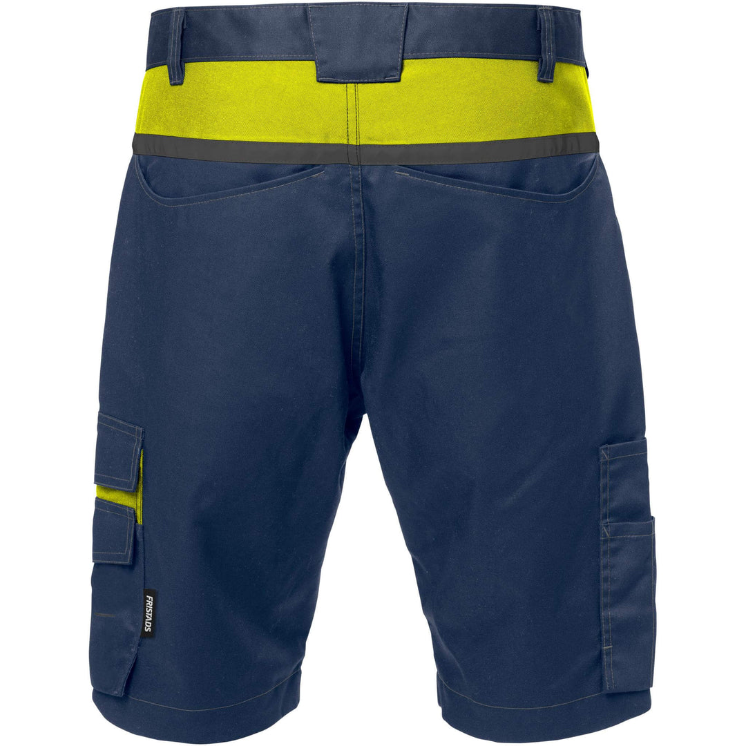 Fristads Mechanical Stretch Shorts - 2562 STFP Navy/Hi-Vis Yellow Back1#colour_navy-hi-vis-yellow