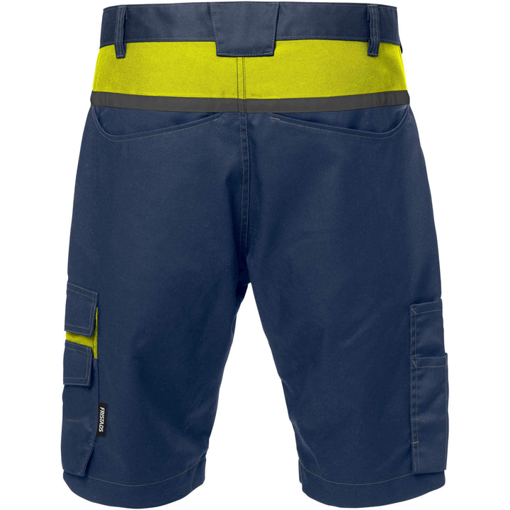 Fristads Mechanical Stretch Shorts - 2562 STFP Navy/Hi-Vis Yellow Back1#colour_navy-hi-vis-yellow