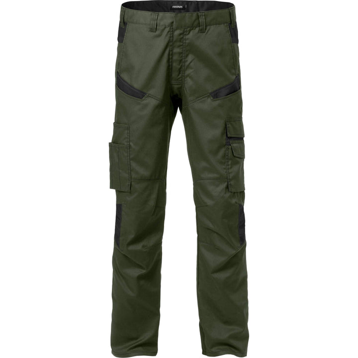 Fristads Mechanical Stretch Trousers - 2552 STFP Army Green/Black Front1#colour_army-green-black