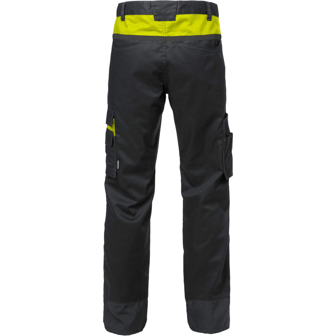 Fristads Mechanical Stretch Trousers - 2552 STFP Black/Hi-Vis Yellow Back1#colour_black-hi-vis-yellow