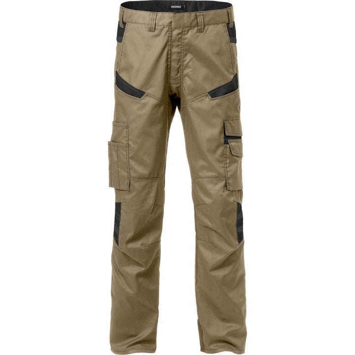 Fristads Mechanical Stretch Trousers - 2552 STFP Khaki/Black Front1#colour_khaki-black