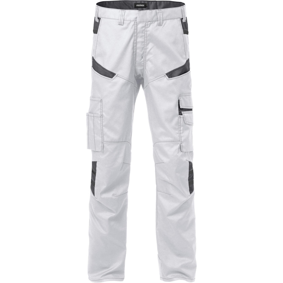 Fristads Mechanical Stretch Trousers - 2552 STFP White/Grey Front1#colour_white-grey