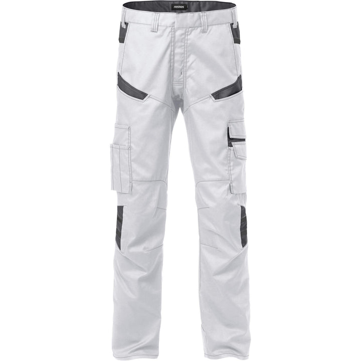 Fristads Mechanical Stretch Trousers - 2552 STFP White/Grey Front1#colour_white-grey