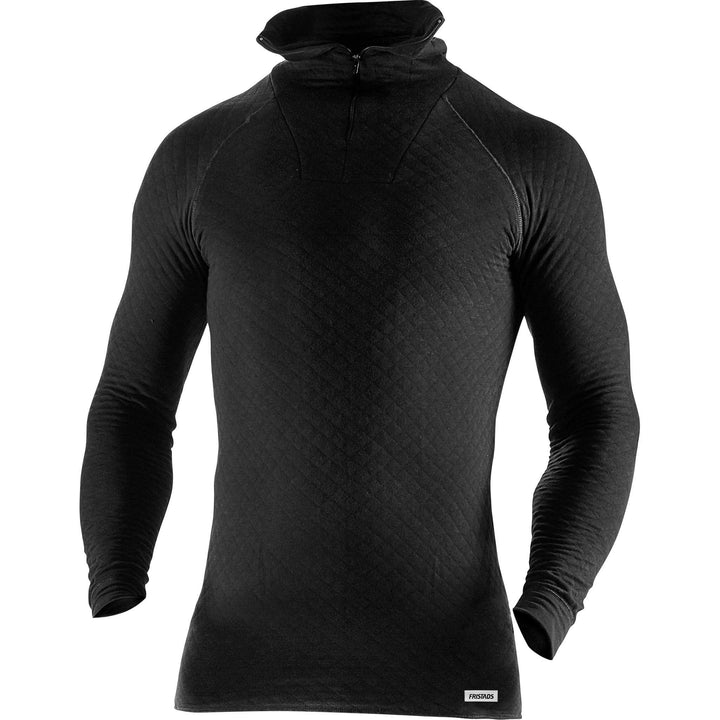 Fristads Moisture-Wicking Base Layer Half-Zip Top - 742 PC Black Front1#colour_black
