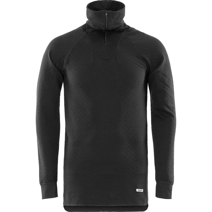 Fristads Moisture-Wicking Base Layer Half-Zip Top - 742 PC Black Front2#colour_black