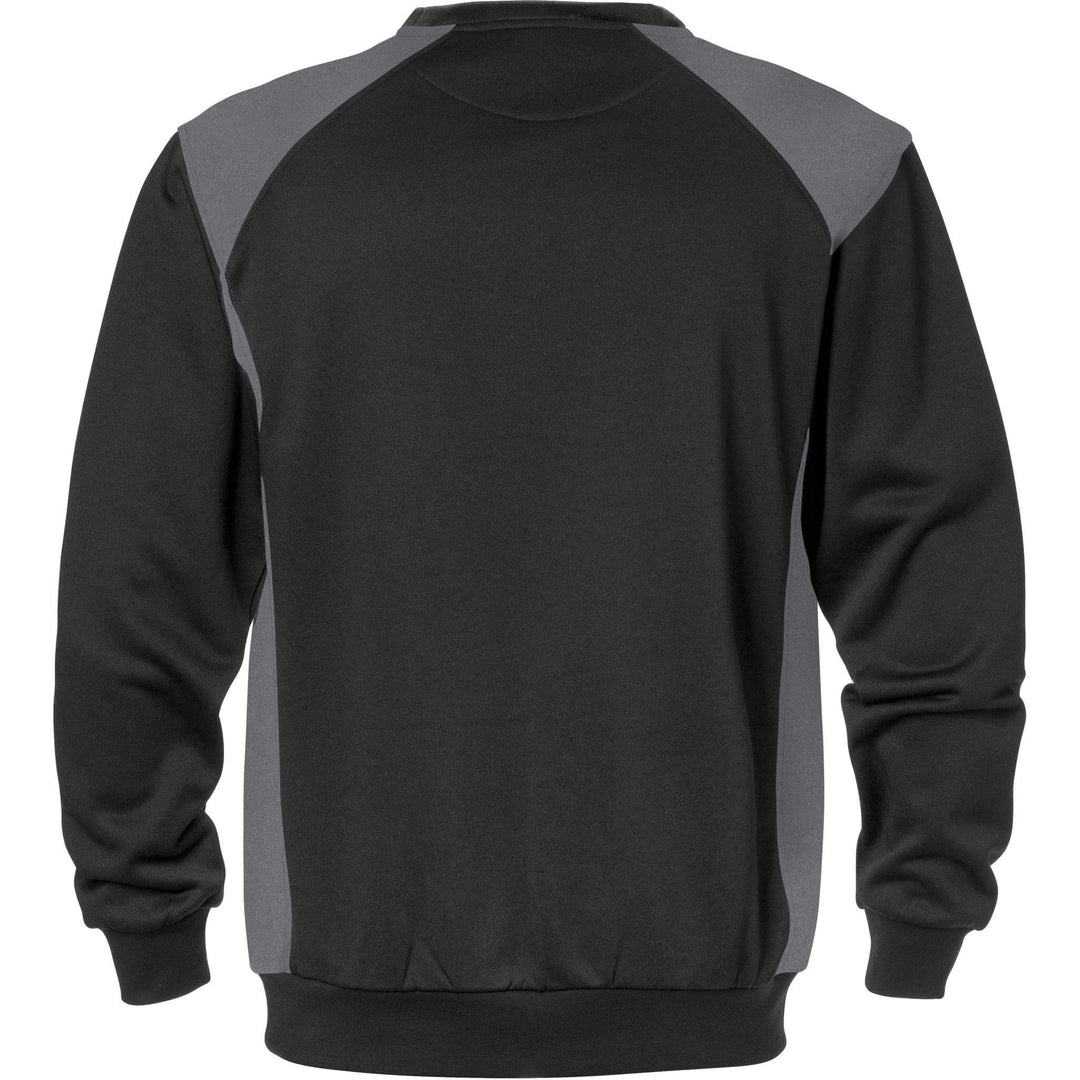 Fristads Moisture-Wicking Sweatshirt - 7148 SHV Black/Grey Back1#colour_black-grey
