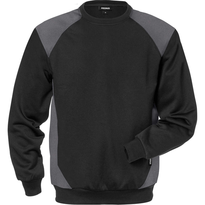 Fristads Moisture-Wicking Sweatshirt - 7148 SHV Black/Grey Front1#colour_black-grey