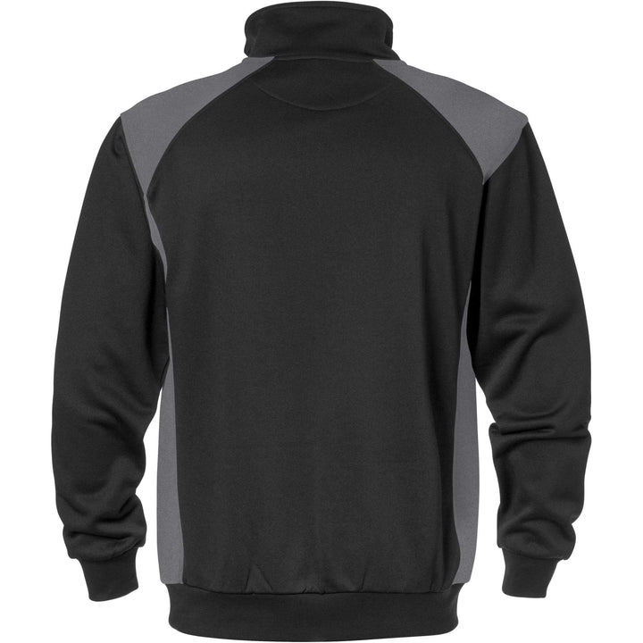 Fristads Moisture-Wicking UV-Protective Half-Zip Sweatshirt - 7048 SHV Black/Grey Back1#colour_black-grey