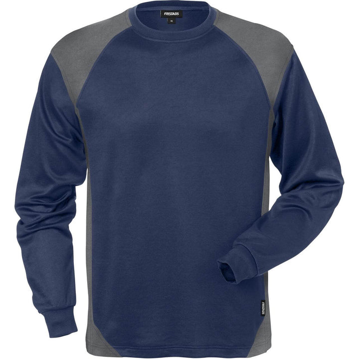 Fristads Moisture-Wicking UV-Protective Long Sleeve T-Shirt - 7071 THV Navy/Grey Front1#colour_navy-grey