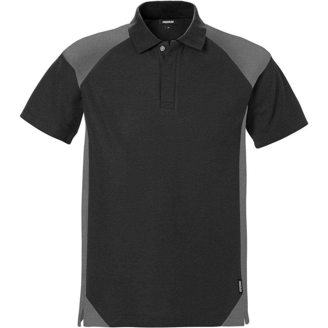 Fristads Moisture-Wicking UV-Protective Polo Shirt - 7047 PHV Black/Grey Front1#colour_black-grey