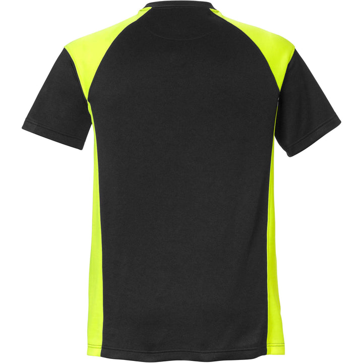 Fristads Moisture-Wicking UV-Protective T-Shirt - 7046 THV Black/Hi-Vis Yellow Back1#colour_black-hi-vis-yellow