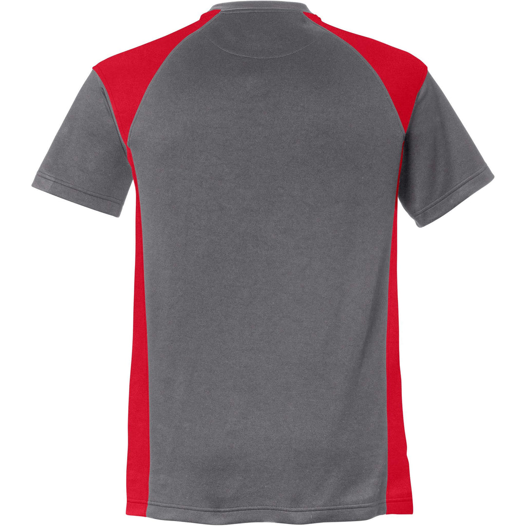 Fristads Moisture-Wicking UV-Protective T-Shirt - 7046 THV Grey/Red Back1#colour_grey-red