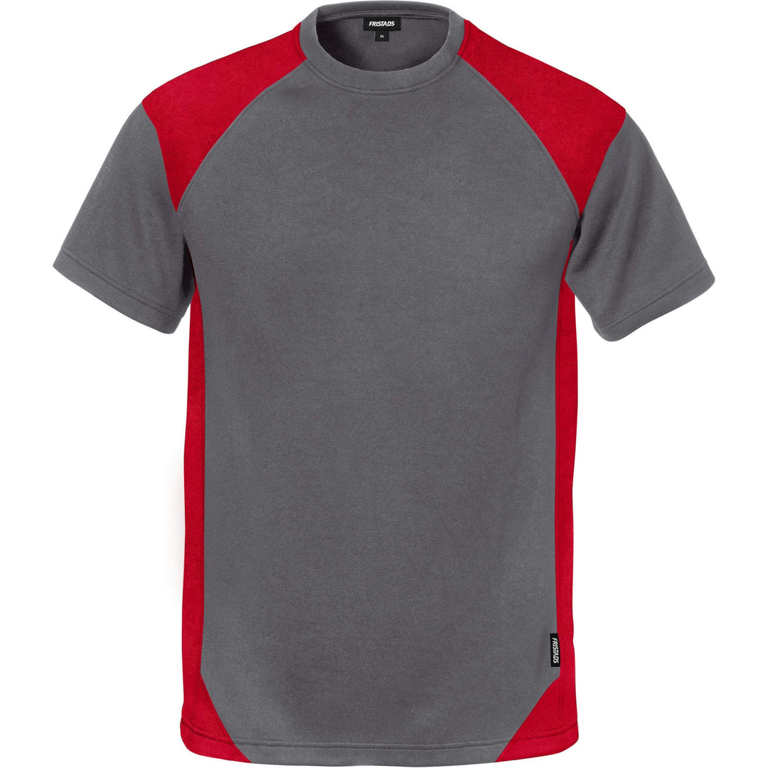 Fristads Moisture-Wicking UV-Protective T-Shirt - 7046 THV Grey/Red Front1#colour_grey-red