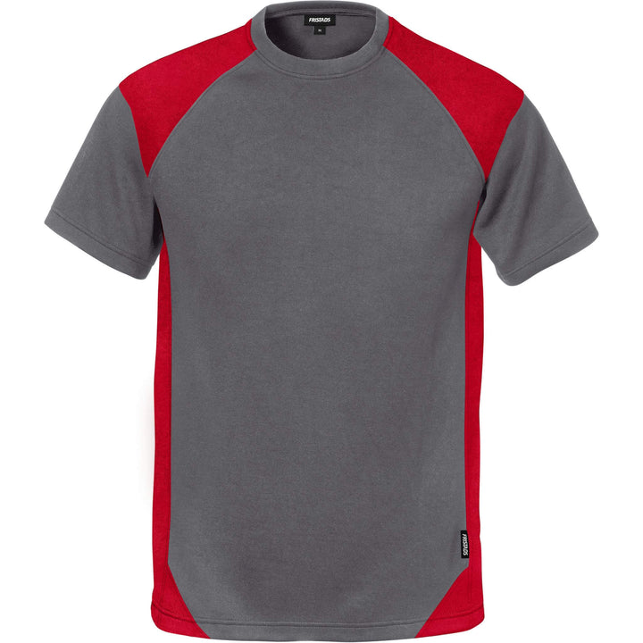 Fristads Moisture-Wicking UV-Protective T-Shirt - 7046 THV Grey/Red Front1#colour_grey-red