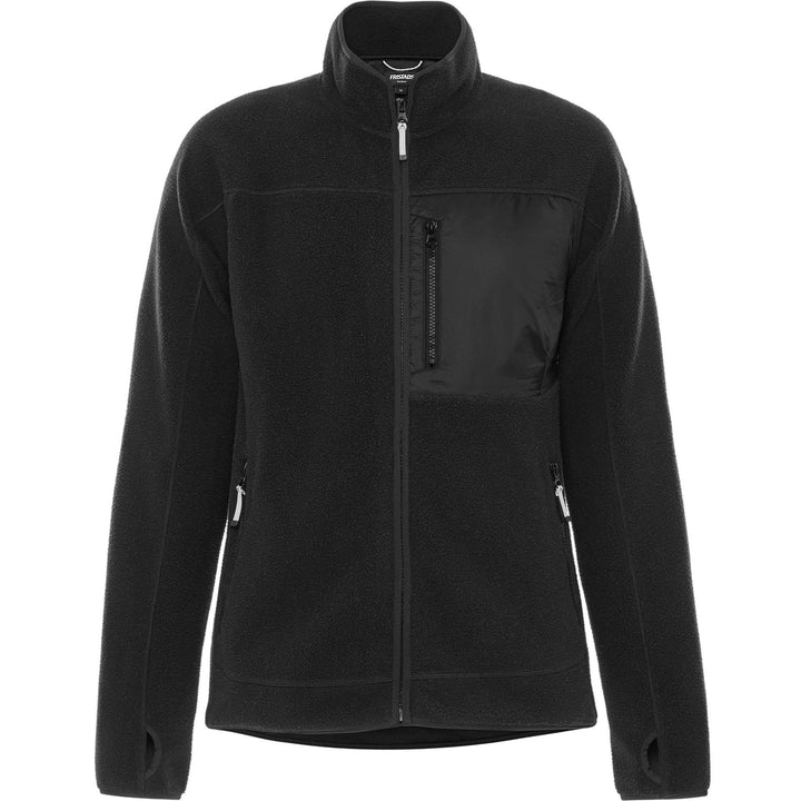 Fristads Outdoor Womens Argon Soft Micro Pile Fleece Jacket Black Front1#colour_black