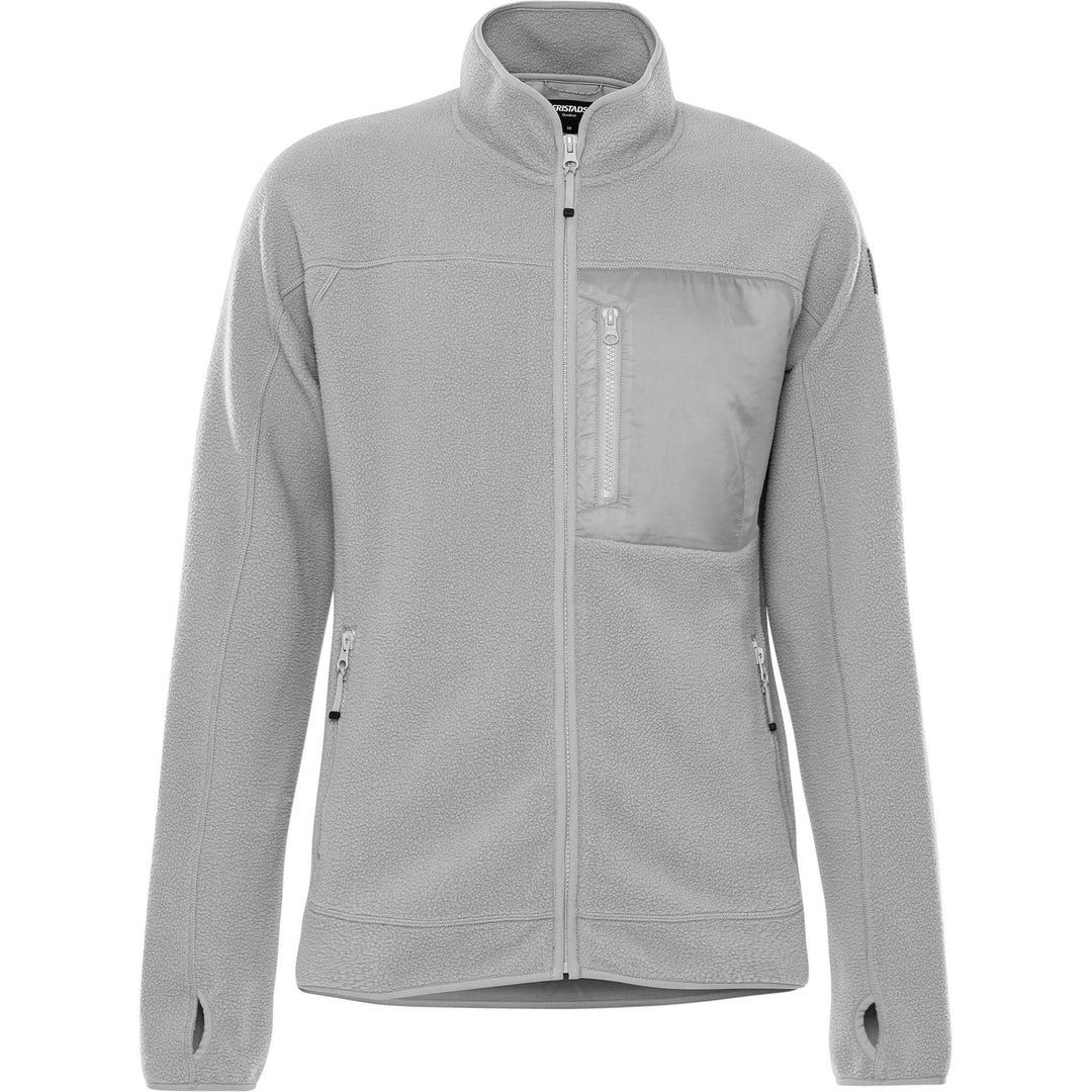 Fristads Outdoor Womens Argon Soft Micro Pile Fleece Jacket Light Grey Front1#colour_light-grey