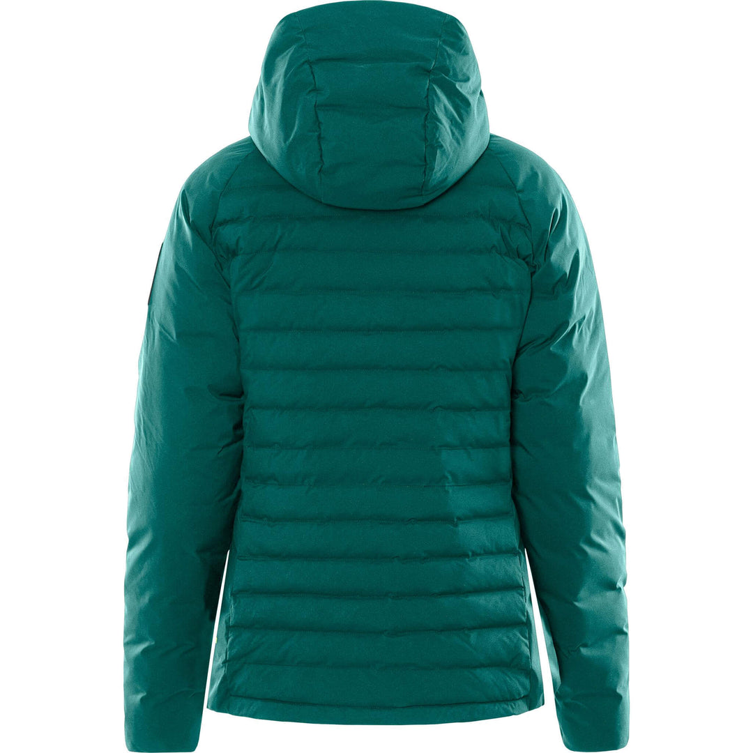 Fristads Outdoor Womens Atmos Primaloft Lightweight Hooded Puffer Jacket Petrol Back1#colour_petrol