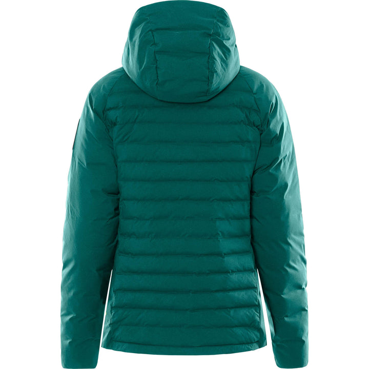 Fristads Outdoor Womens Atmos Primaloft Lightweight Hooded Puffer Jacket Petrol Back1#colour_petrol