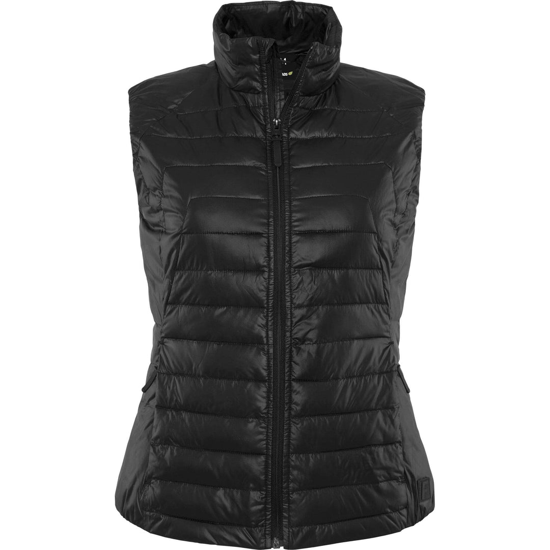 Fristads Outdoor Womens Oxygen Primaloft Quilted Bodywarmer Waistcoat Black Front1#colour_black