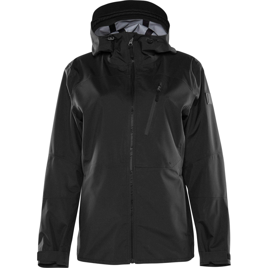 Fristads Outdoor Womens Zinc Waterproof Breathable Hooded Lightweight Shell Jacket Black Front1#colour_black