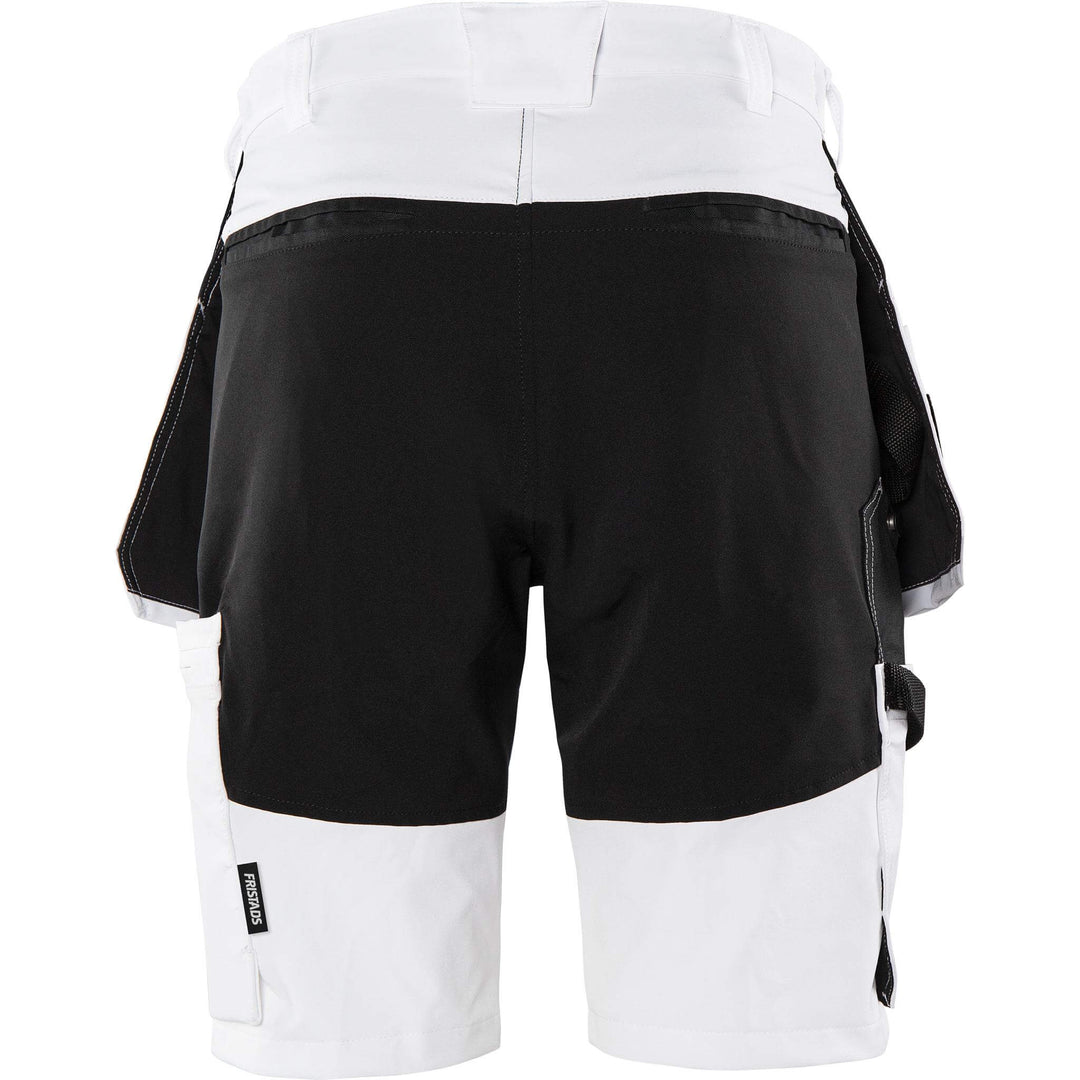 Fristads Painters Craftsman Lightweight 4-Way-Stretch Holster Pocket Shorts - 2762 LWS White/Black Back1#colour_white-black