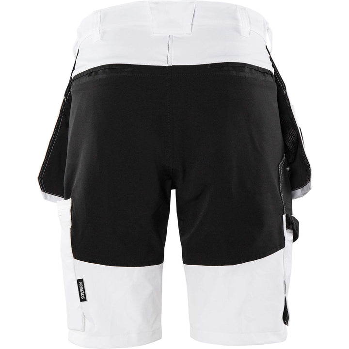 Fristads Painters Craftsman Lightweight 4-Way-Stretch Holster Pocket Shorts - 2762 LWS White/Black Back1#colour_white-black