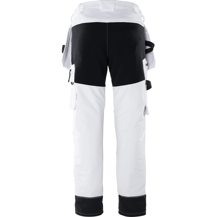 Fristads Painters Craftsman Lightweight 4-Way-Stretch Holster Pocket Trousers - 2760 LWS White/Black Back1#colour_white-black