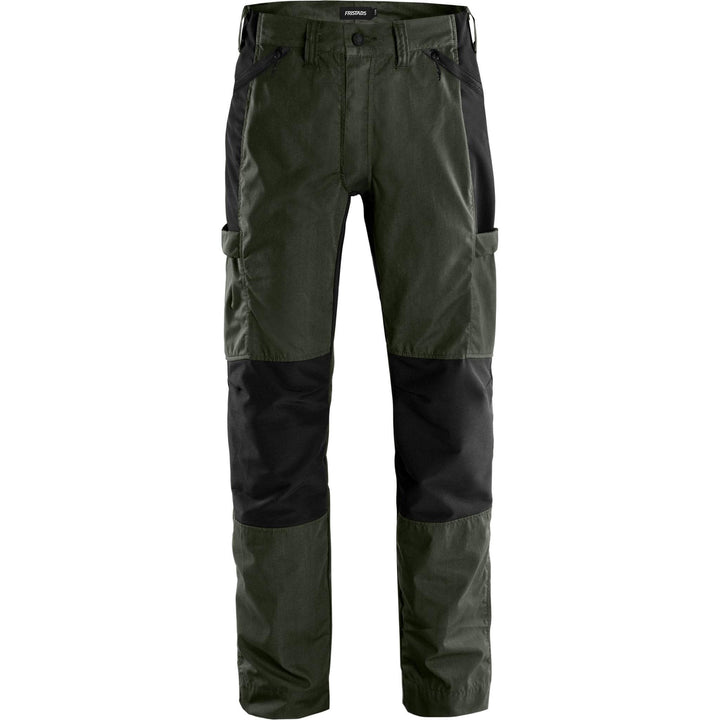 Fristads Service Lightweight Ripstop 4-Way-Stretch Panel Trousers - 2540 LWR Army Green/Black Front1#colour_army-green-black