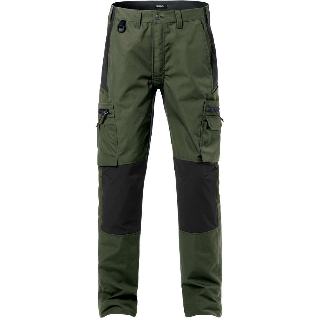 Fristads Service Lightweight Stretch Trousers - 2700 PLW Army Green/Black Front1#colour_army-green-black