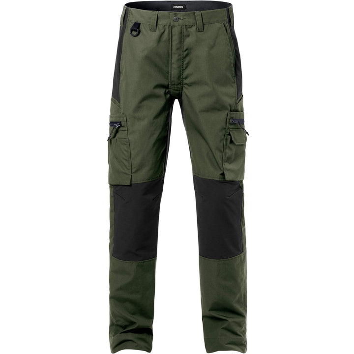 Fristads Service Lightweight Stretch Trousers - 2700 PLW Army Green/Black Front1#colour_army-green-black