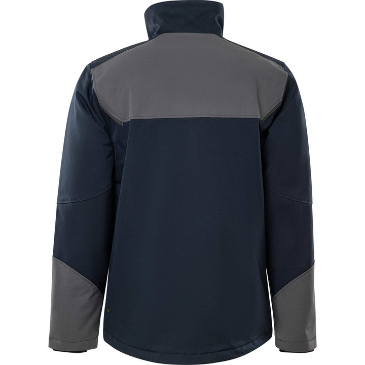 Fristads Softshell Stretch Windproof Water Repellent Winter Jacket - 4931 GSW Dark Navy/Grey Back1#colour_dark-navy-grey